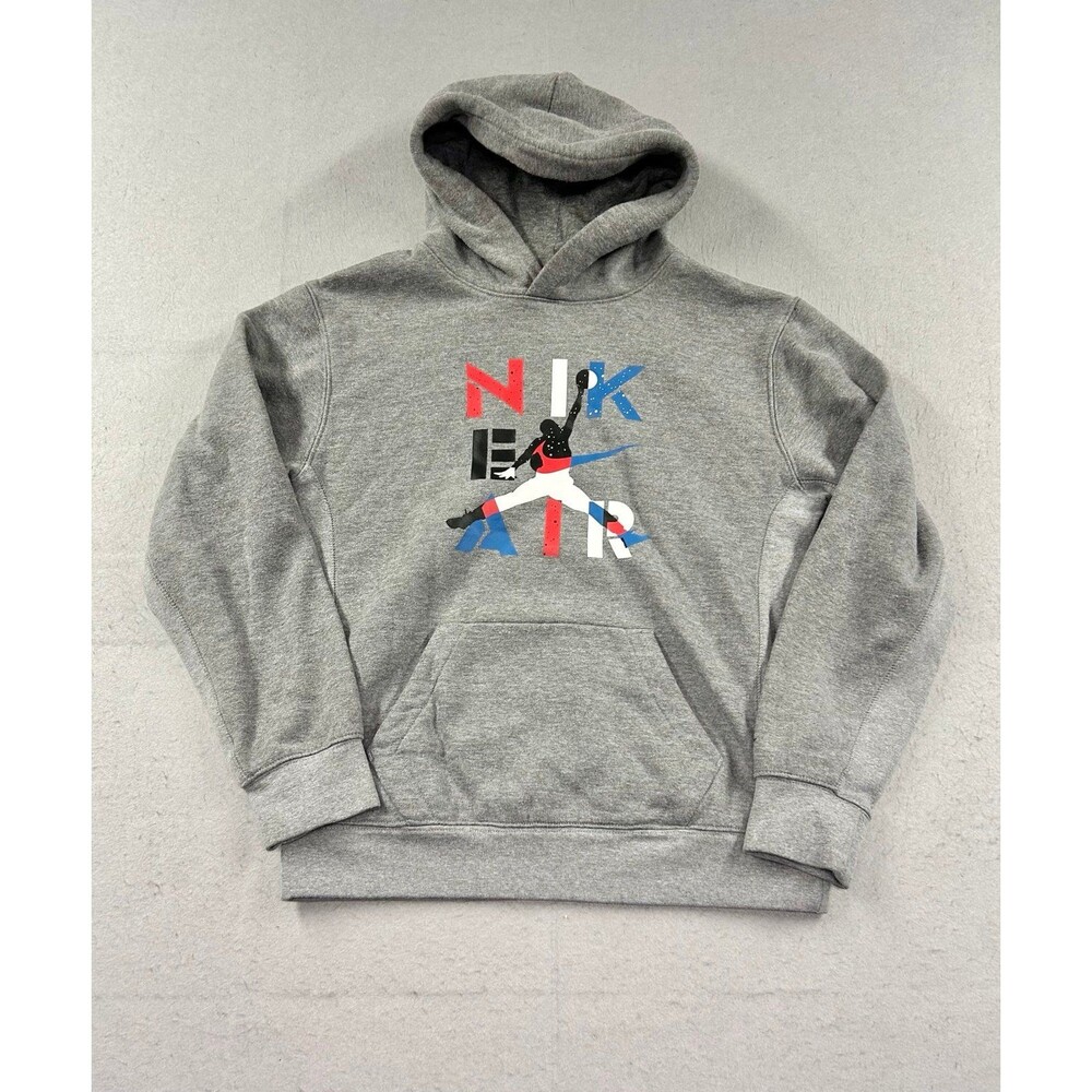 Boys Jordan Nike Air Mens Legacy AJ4 Pull Over Hoodie Carbon Heather Gray